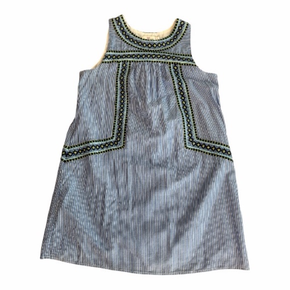 Vineyard Vines Blue Striped Embroidered Mini Shift Dress Large Sleeveless - Picture 9 of 12